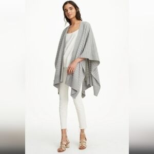 CLUB MONACO 100% Cashmere Wrap Shawl Gray Stripe O/S